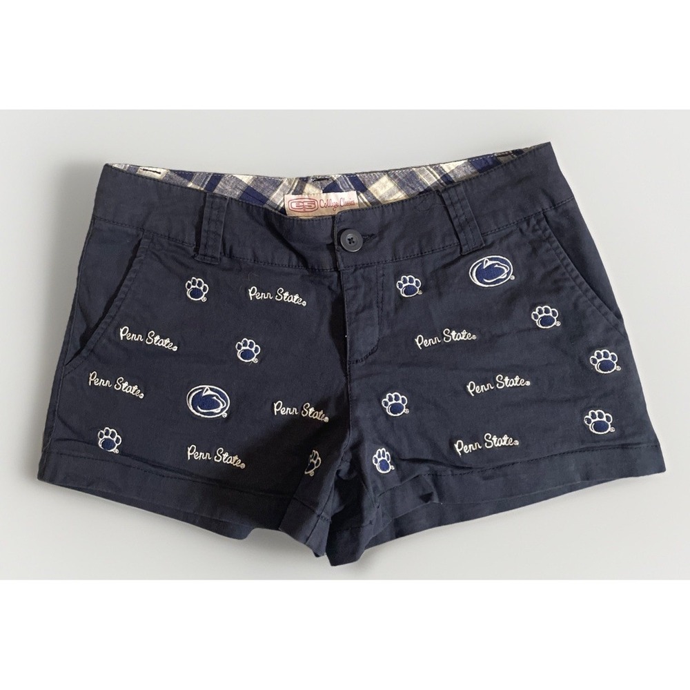 E5 College Classics Navy Blue All Over Embroidered Penn State Low Rise Shorts  7